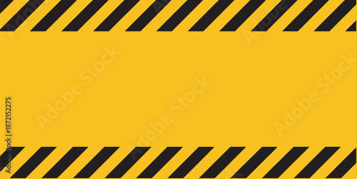 Vibrant Yellow and Black Striped Warning Tape Border Background Graphic with Empty Copy Space for Safety and Caution Messaging
