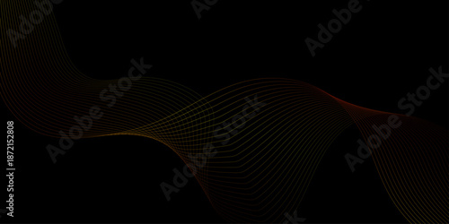 Abstract rainbow wave line vibrant light colorfull lines create a dynamic spectrum gainst a dark backdrop, creating a vibrant abstract pattern on a black background.