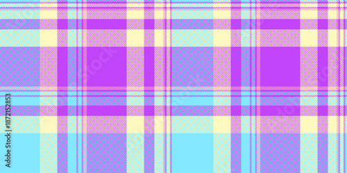 Jersey background fabric textile, patterned texture tartan vector. Tidy pattern seamless check plaid in purple and cyan colors.