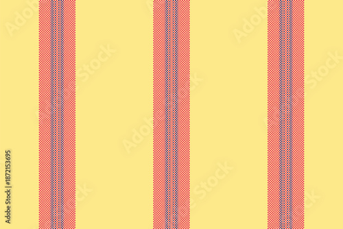 Rorkshop lines texture vector, ornate background fabric pattern. B0s seamless vertical stripe textile in light goldenrod and red colors.