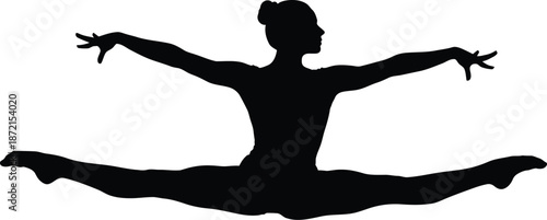 Gymnast Split Jump Silhouette Pose