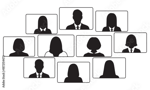 Diverse group of professionals in video conference meeting remotely