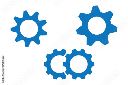 gear symbol, settings icon. Metal gears and cogs vector. Gear icon flat design. Mechanism wheels logo. Cogwheel concept template. Configuration, gear icon on transparent background. EPS 10.