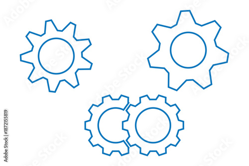 gear symbol, settings icon. Metal gears and cogs vector. Gear icon flat design. Mechanism wheels logo. Cogwheel concept template. Configuration, gear icon on transparent background. EPS 10.