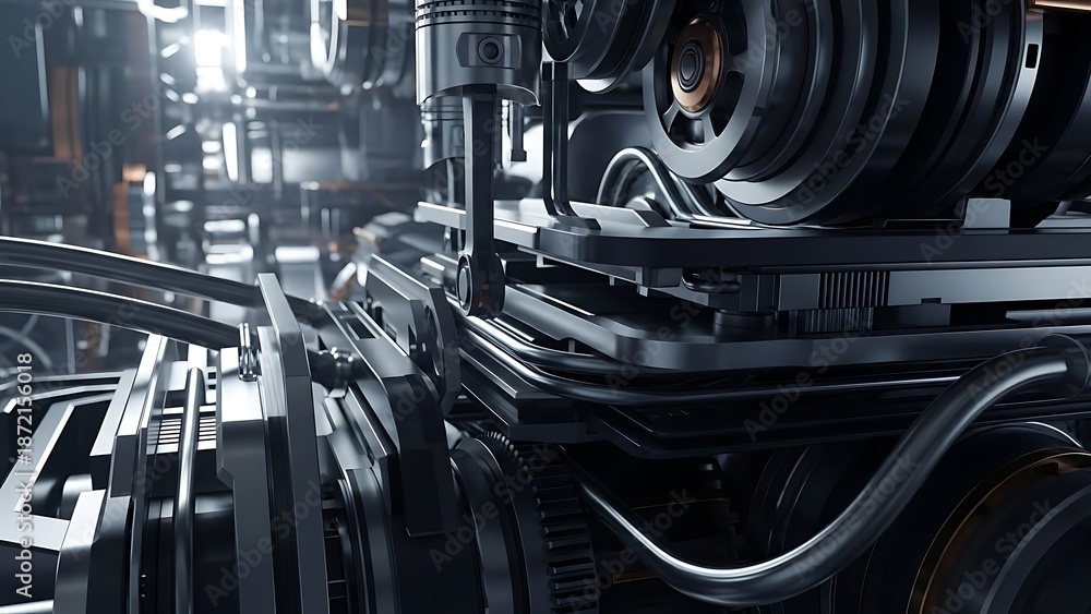 Fototapeta premium Advanced Industrial Machinery with Precision Components for Manufacturing and Automation Processes