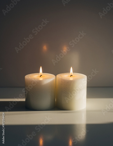 Wallpaper Mural Two candles placed closely in romantic harmony Torontodigital.ca