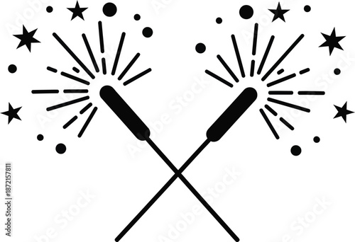 Celebration Sparklers Icon Vector Illustration