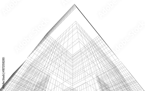 Abstract architectural drawing vector 3d illustration