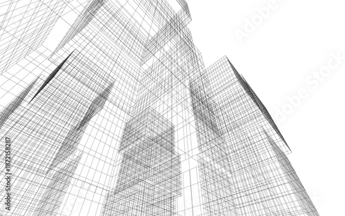 Abstract architectural drawing vector 3d illustration