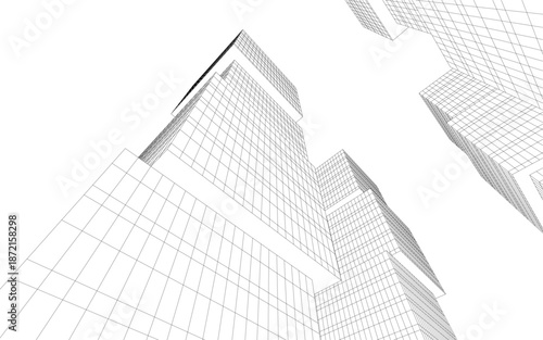 Abstract architectural drawing vector 3d illustration