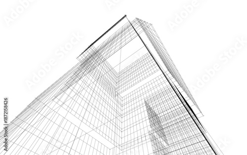 Abstract architectural drawing vector 3d illustration