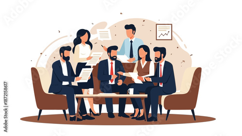 Diverse business team in meeting, discussing strategy, brainstorming ideas, collaboration