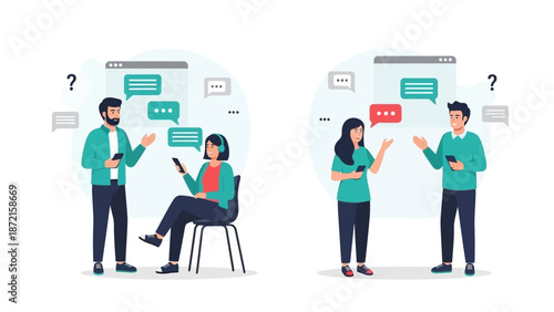 People Chatting Online Using Smartphones and Messaging Apps