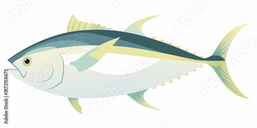 A detailed illustration of a bluefin tuna swimming gracefully in the ocean