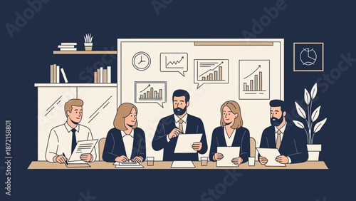 Business Meeting with Charts and Graphs