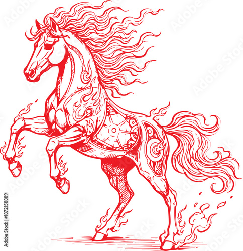 Lunar New Year Red Mechanical Fire Horse