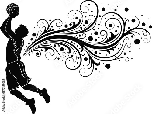 Basketball Player Dunk Vector Illustration