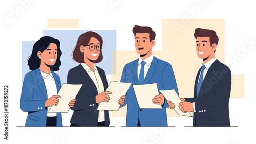 Diverse Business Team Meeting Discussing Documents, Collaboration Concept