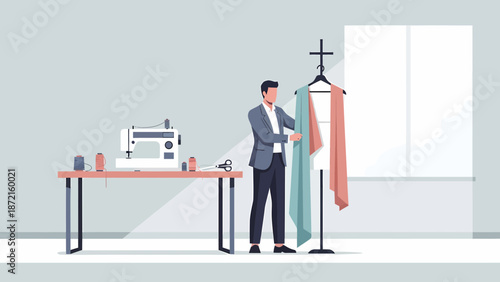 Fashion Designer at Work Crafting Garments with Precision and Style.
