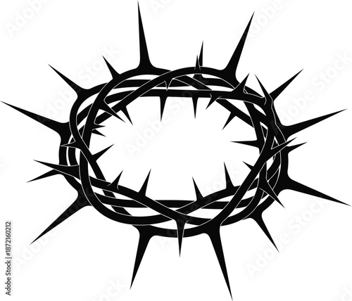 Thorn Crown Circular Frame Vector Illustration