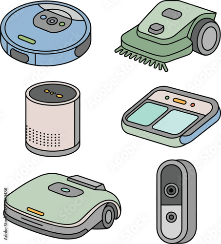 Home assistant robotics bundle vacuum robot, lawn-mowing robot, smart speaker, window-cleaning robot