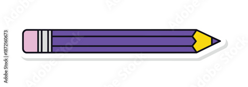 Vibrant purple pencil with yellow tip and pink eraser