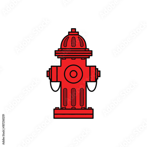 Vibrant red fire hydrant on white background
