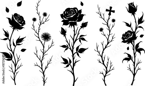 Minimal Floral Silhouette Botanical Set