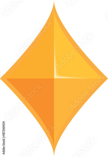 Shiny yellow diamond playing card suit symbol glowing on white background