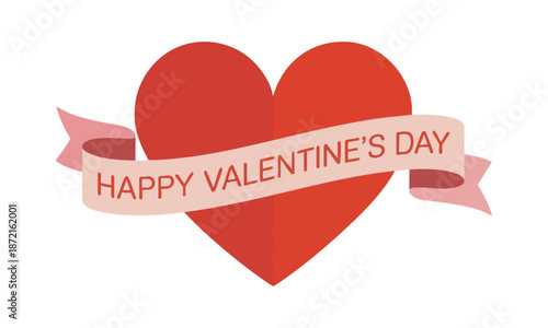 Valentine’s day love banner with heart on white background vector illustration, easily editable.