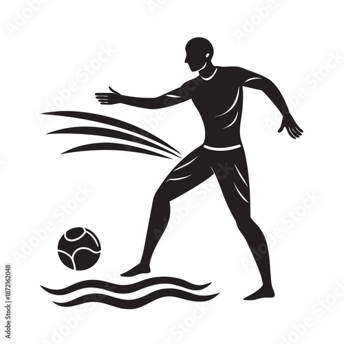 Beach Soccer Free Kick Power Motion Silhouette