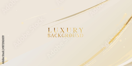 Elegant cream background with golden lines and the word luxury featured