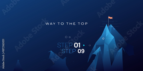 Way to the top a visual representation of steps to success and growth
