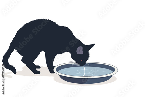 Cat Drinking from pet Fountain stock image isolated vector style
