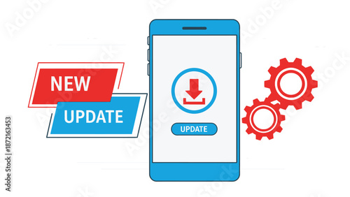 Smartphone with new software update notification on screen
