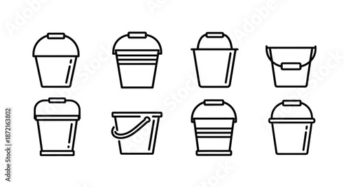 Collection of various buckets and containers