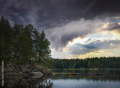 clouds over lake