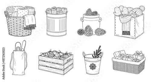 Collection of rustic storage containers