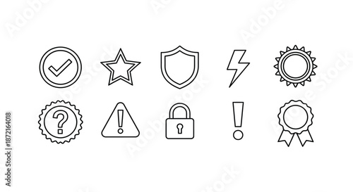 Set of various symbols indicating safety, security, and achievement