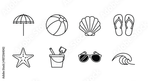 Classic beach icons collection