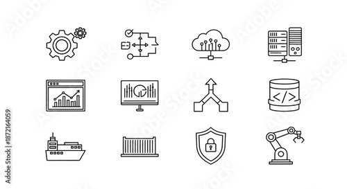 Technology and data security icons