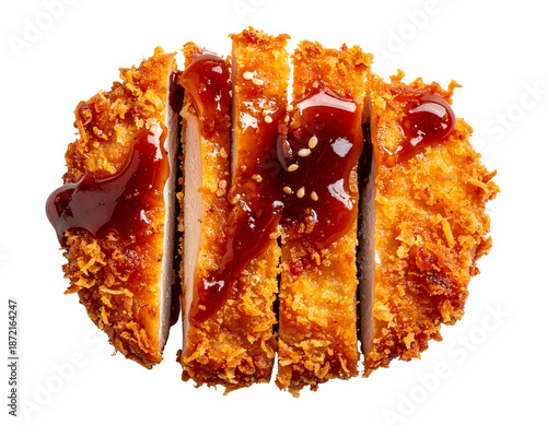 Minimal Flat Lay Chicken Katsu with Sauce for Menu PNG