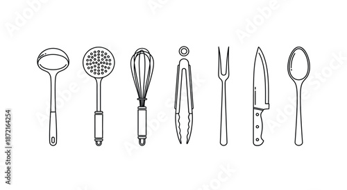 Collection of essential kitchen utensils