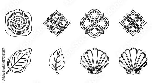 Collection of intricate floral and leaf designs