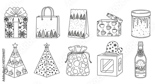 Variety of festive gift wrapping and decorations