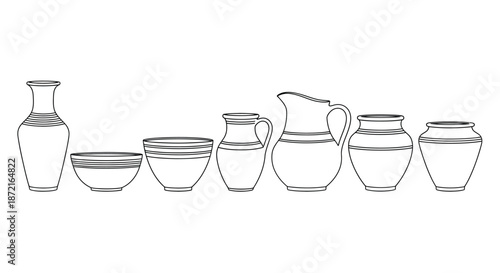 Collection of ancient ceramic vessels
