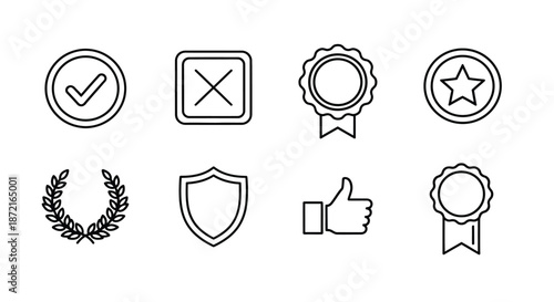 Collection of symbols representing achievement and success