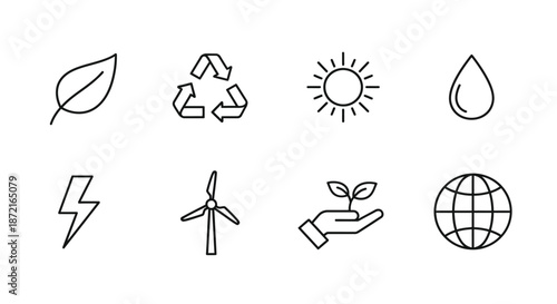 Sustainable energy and environmental icons