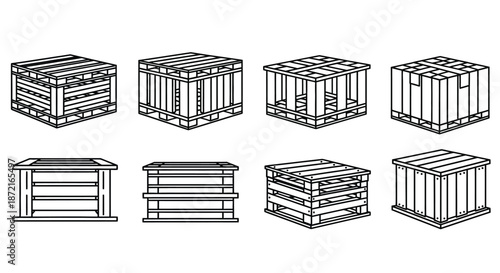 Collection of wooden crates and pallets