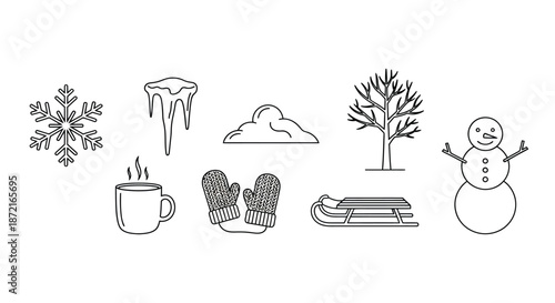 Winter activities and symbols